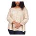 Michael Kors Tops | Michael Kors Womens Beige Tie Sheer Logo Tab 3/4 Sleeve Round Neck Top Plus 1x | Color: Tan | Size: 1x