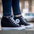 Converse Shoes | Converse Chuck Taylor All Star Lux Mid Wedge Black Sneakers 8.5 | Color: Black/White | Size: 8.5