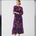 J. Crew Dresses | J Crew Long-Sleeve Chiffon Midi Dress In Watercolor Floral | Color: Pink/Purple | Size: L