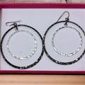 Anthropologie Jewelry | Anthropologie Double Hoop Silver Plated Earrings | Color: Silver | Size: Os