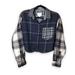 American Eagle Outfitters Tops | American Eagle Cropped Flannel Shirt Blue Plaid Size Small | Color: Blue | Size: S