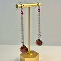 Anthropologie Jewelry | Anthro Drop Earrings Artisan Crystals In Berry Hues | Color: Purple/Silver | Size: Os
