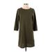 Emma & Michele Casual Dress - Shift: Green Solid Dresses - Women's Size Small