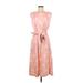 Anne Klein Casual Dress - Wrap: Pink Floral Motif Dresses - Women's Size Medium