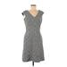 White House Black Market Casual Dress - Shift: Gray Chevron/Herringbone Dresses - Women's Size 8