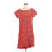 Lucky Brand Casual Dress - Shift Boatneck Short sleeves: Red Dresses - Women's Size Small