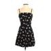 Hollister Casual Dress - Mini: Black Floral Motif Dresses - Women's Size Small