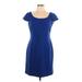 Tahari Casual Dress - Shift: Blue Solid Dresses - Women's Size 10