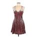 American Eagle Outfitters Cocktail Dress - Party: Burgundy Stars Dresses - Women's Size Medium