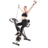Foldable Fitness Exercise Bike, Magnetic Folding Indoor Exercise Bicycle, Recumbent & Upright Stationary Bike with Arm Workout