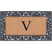 A1HC Rubber and Coir Floral Pattern Outdoor Entrance Durable Monogrammed Doormat 18"X30", Black