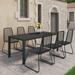 vidaXL 7 Piece Patio Dining Set PVC Rattan Black