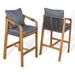 Annecy Modern Coastal Tub Roped Acacia Wood Outdoor Bar Stool with Cushions and Armrests, (Set of 2) by JONATHAN Y