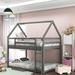 Modern and Concise Twin over Twin Low Pine wood+MDF Bunk Bed, House-shaped Bed with Ladder , Gray