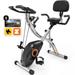 Exercise Bike, Folding Exercise Bike for Seniors 330LB/270LB Capacity, Magnetic X-Bike with 16-Level Resistance, Back Cushion