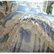 Parure de lit de luxe haut de gamme en coton égyptien plaid bleu couches de gâteau dentelle à