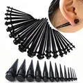 2 stücke Große Größe Schwarz UV Acryl Ohr Gauges Plugs Flesh Tunnel Ohr Taper Fit Körper Piercing