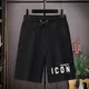 2024 Summer 100% Cotton ICON Men's Short Pants Drawstring Design Beach Sports Jogging Shorts S-4XL