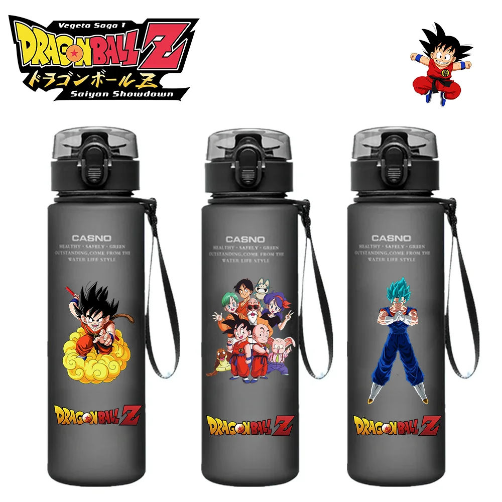 560 ml Dragon Ball Wasserflasche Son Goku Super Saiyajin Trinkbecher mit großer Kapazität, tragbarer Outdoor-Sport-Wasserbecher, Urlaubsgeschenke Image
