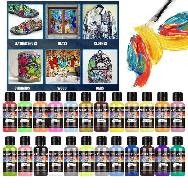 Hochwertige 30 ml/Flasche Acrylfarbe Farben Farbstofffarbe für Stoff Kleidung Malerei für Leder DIY Pigment Graffiti Image