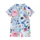 Qianderer Kids Boys Summer Swimsuit Playsuits Watercolour Printed Short Sleeve Zipper Jumpsuit