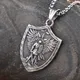 Collier pendentif Saint Angel Shield pour homme acier inoxydable amulette de croyance classique de