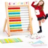 Boulier en bois pour enfants jouets mathématiques 10 nucléocomptage avec bâtons de comptage carte