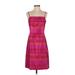 Ann Taylor Cocktail Dress - Midi: Pink Stripes Dresses - Women's Size 4