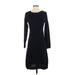 Garnet Hill Casual Dress - Midi: Black Solid Dresses - Women's Size Small