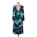 BCBGMAXAZRIA Casual Dress - Wrap: Blue Chevron Dresses - Women's Size Medium
