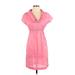 J.Crew Casual Dress - Popover Cowl Neck Short sleeves: Pink Solid Dresses - Women's Size X-Small