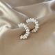 925 Silver Needle C-shaped Faux Pearl Earrings 18k Plated Jewelry For Women