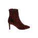 Charlotte Stone Ankle Boots: Burgundy Leopard Print Shoes - Women's Size 8