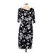 Connected Apparel Casual Dress: Black Floral Motif Dresses - Women's Size 14