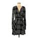 Walter Baker Casual Dress - Wrap: Black Argyle Dresses - Women's Size Medium
