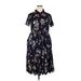 Torrid Casual Dress - Shirtdress: Blue Floral Motif Dresses - Women's Size 2X Plus