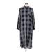 Express Casual Dress - Shirtdress: Blue Plaid Dresses - Women's Size Medium