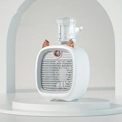 Mini Desktop Water Cooling Fan – USB Turbine Fan with LED Spray Humidifier, Personal Air Cooler