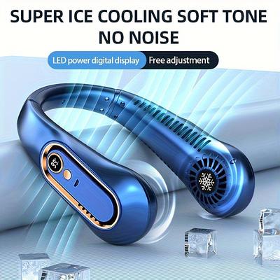 Digital Display Neck Fan – Wearable 5-Speed USB Rechargeable Air Cooler for Outdoor Use