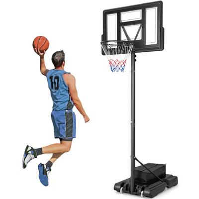 Costway 4.25-10 Feet Adjustable Basketball Hoop System with 44 Inch Backboard-B