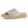 Pantolette GABOR, Damen, Gr. 37, beige (hellbeige), Ziegenveloursleder, unifarben, sportlich, Schuhe, Plateau, Sommerschuh, Schlappen mit großer Zierschnalle, Topseller