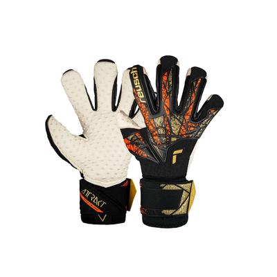 Torwarthandschuhe REUSCH "Attrakt SpeedBump Ortho-Tec", Damen, Gr. 11, gold (schwarz, goldfarben), 55% Elastodien, 30% Polyamid, 15% Polyester, mehrfarbig, sportlich, Handschuhe, mit Evolution Negative Cut