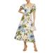 Marella Floral Midi Linen A-line Dress