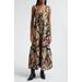 Cool Foliage Button Front Tie Back Maxi Dress