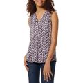 Geo Print Pleated V-neck Crepe Shell