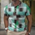 Homme POLO Polo gaufré Polo à revers Polos boutonnés Tee Shirt Golf Plaid Imprimés Photos Géométrie Col rabattu Bleu vert Jaune Bleu Vert Gris Extérieur Plein Air Manche Courte Imprimer Vêtement Tenue