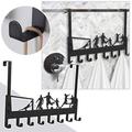 Fimeskey 1X Hook Rack Set Over The Door Hook Hanger Metal Over The Door Decorative Organizer Rack With 8 Hooks For Hanging Towel Coat Clothes Hat Bag Behind Back Of Door