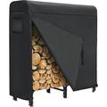 4FT Firewood Rack Outdoor with Cover Heavy Duty wood racks outdoor for firewood & 600D Fabric Waterproof Cover for Fireplace 350 LBS Weight Capacity for Outdoor Indoor Use (Black)
