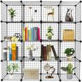 Wire Cube Storage Shelves Metal Grid Origami Shelves Multifunction Shelving Unit Modular Cubbies Organizer Bookcase (16-Cube)