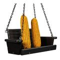 JCs Wildlife Poly Lumber Squirrel Swing Corn Cob Feeder - Squirrel Feeder Squirrel Corn Feeder Chair - Cute Swing Feeder for Squirrels - Fill with Corn and Hang (Black)